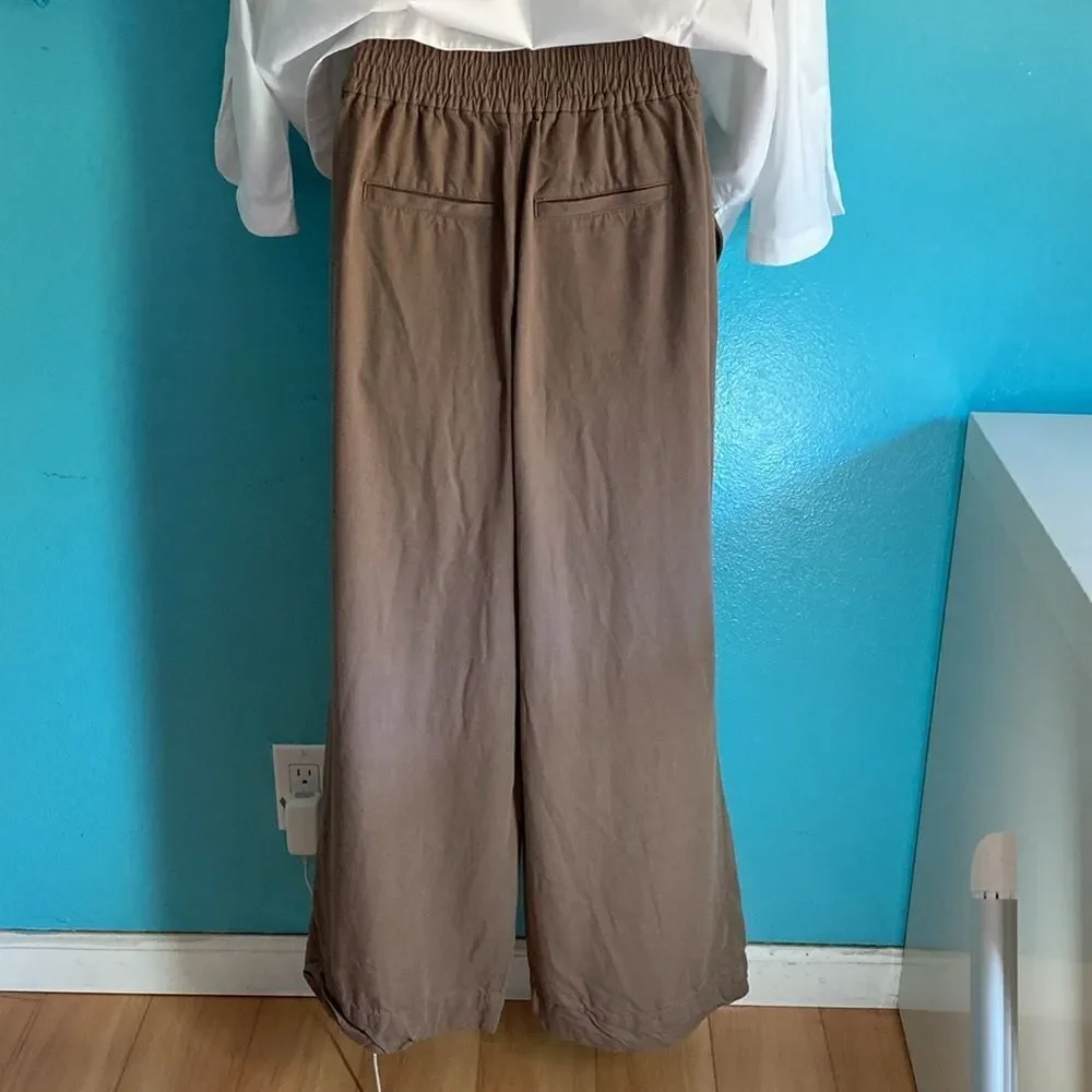 Madewell Size XS Drapeweave Carly Wide Leg Pull On Pants Castle Rock Light Brown